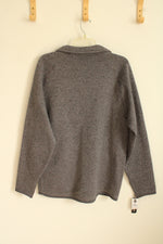 NEW Burnside Dark Gray Knitted Fleece Lined Zip Light Jacket | M