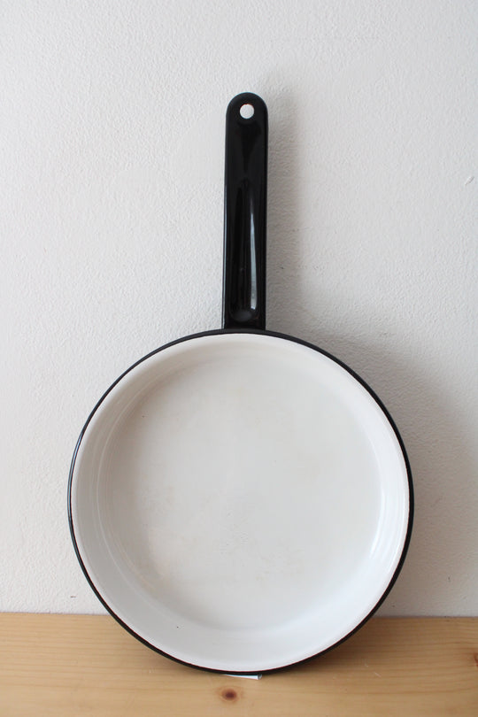 Vintage Brown White Black Enamel Frying Pan | 9"