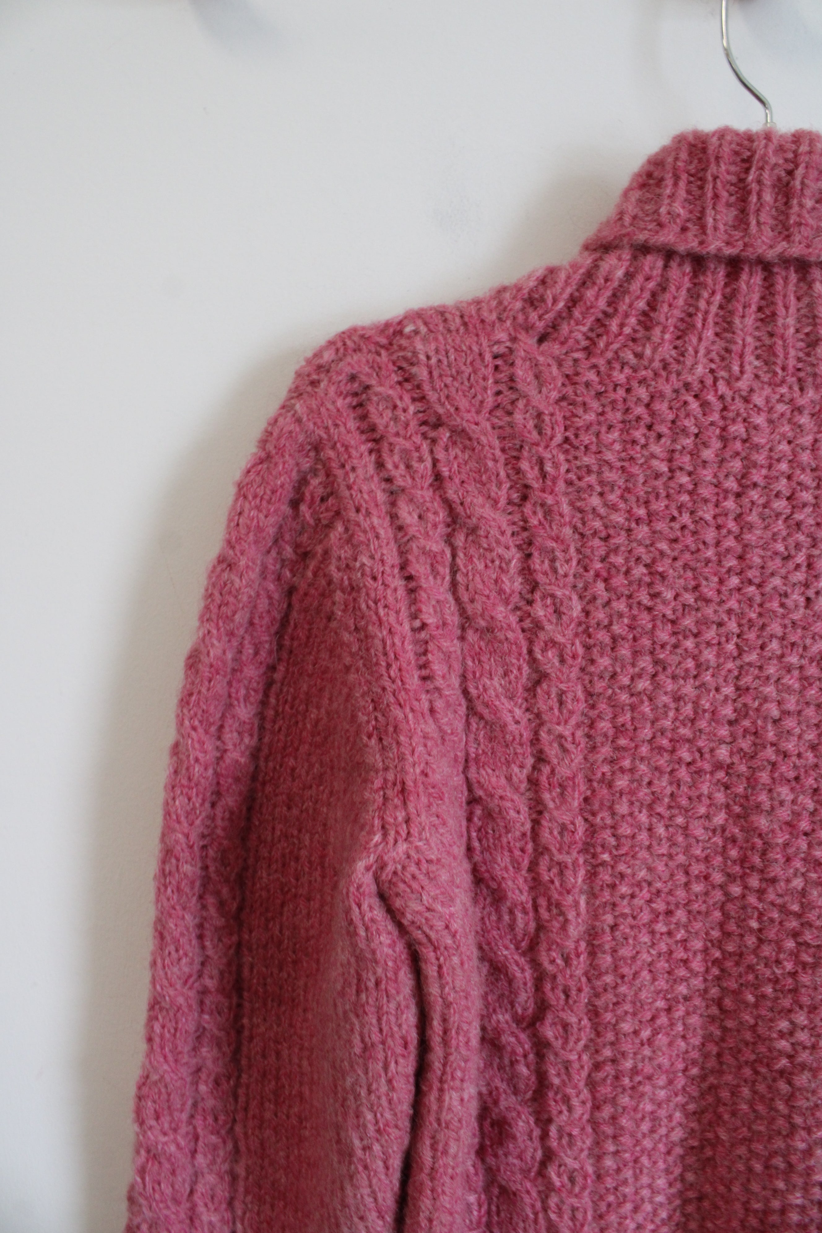 Pink Wool Shawl Collar Sweater | L
