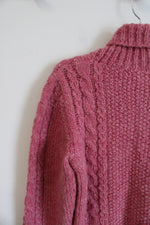 Pink Wool Shawl Collar Sweater | L