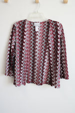 Alfred Dunner Red White Knit Cardigan | S Petite