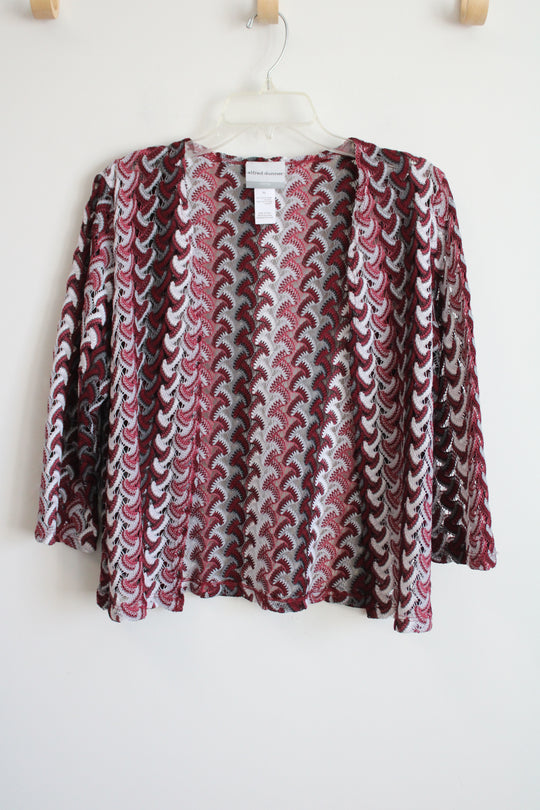 Alfred Dunner Red White Knit Cardigan | S Petite