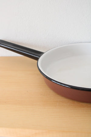 Vintage Brown White Black Enamel Frying Pan | 9"