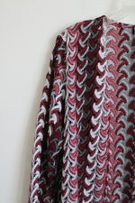 Alfred Dunner Red White Knit Cardigan | S Petite