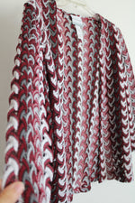 Alfred Dunner Red White Knit Cardigan | S Petite
