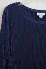 Jaclyn Smith Blue Ribbed Blouse | 1X
