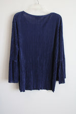Jaclyn Smith Blue Ribbed Blouse | 1X