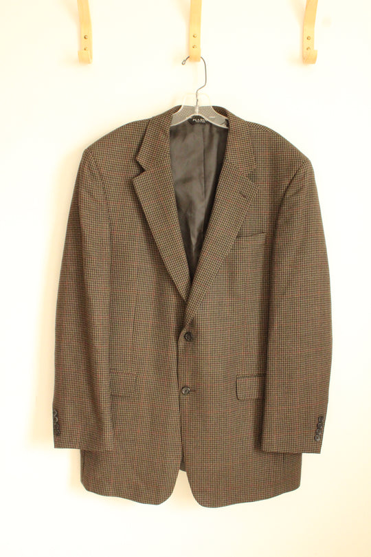 Jos A. Bank Wool Tan with Green and Red Houndstooth Wool Blazer | 44