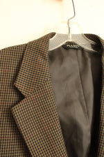 Jos A. Bank Wool Tan with Green and Red Houndstooth Wool Blazer | 44