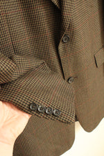 Jos A. Bank Wool Tan with Green and Red Houndstooth Wool Blazer | 44