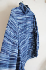Lands' End Blue Striped Fleece 1/4 Zip Sweatshirt | L