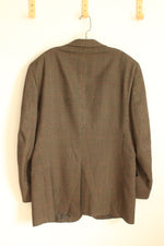 Jos A. Bank Wool Tan with Green and Red Houndstooth Wool Blazer | 44