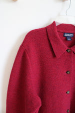 Lands' End Wool Red Button Down Sweater Jacket | 20W