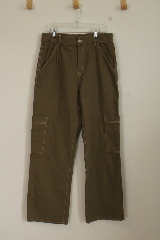 NEW H&M Olive Green Wide Leg Cargo Pants | 10