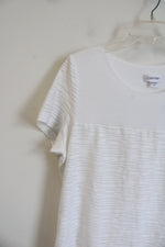 Calvin Klein White Textured Striped Top | L