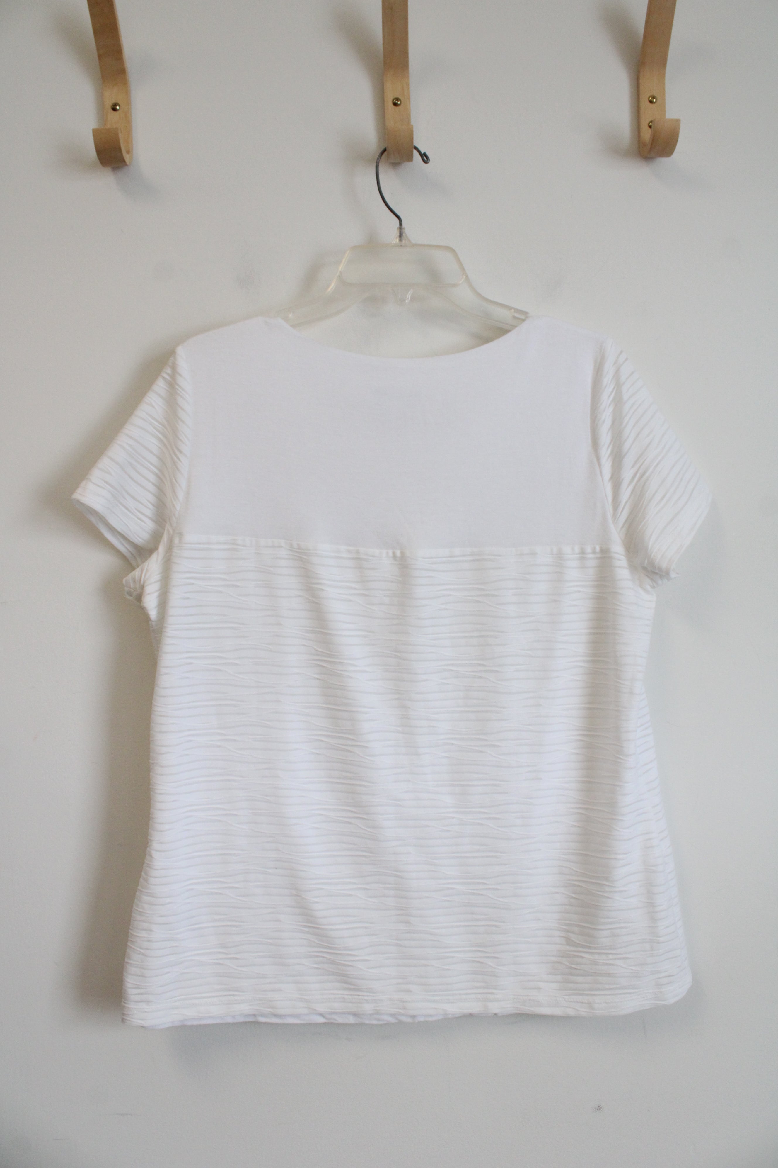 Calvin Klein White Textured Striped Top | L