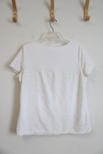 Calvin Klein White Textured Striped Top | L
