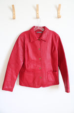 Liz Claiborne Chevron Stitched Red Leather Jacket | 12