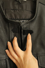 Jackets 4 Bikes Black Leather Vest with Side Ties | 3XL