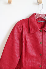 Liz Claiborne Chevron Stitched Red Leather Jacket | 12