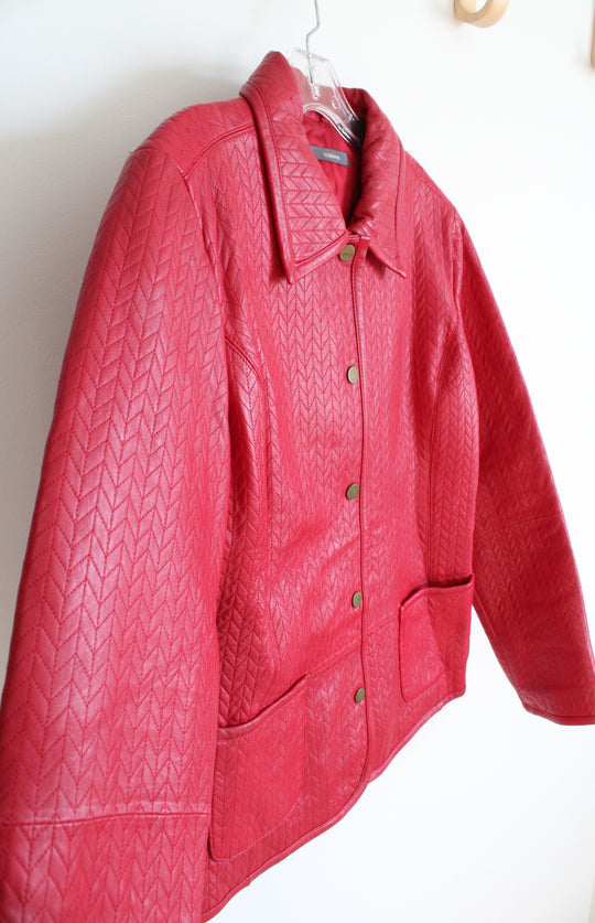 Liz Claiborne Chevron Stitched Red Leather Jacket | 12
