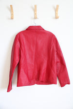 Liz Claiborne Chevron Stitched Red Leather Jacket | 12