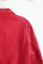 Liz Claiborne Chevron Stitched Red Leather Jacket | 12