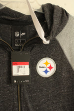 NEW NFL Steelers Gray Logo Front Zip Lightweight Sweatshirt | L