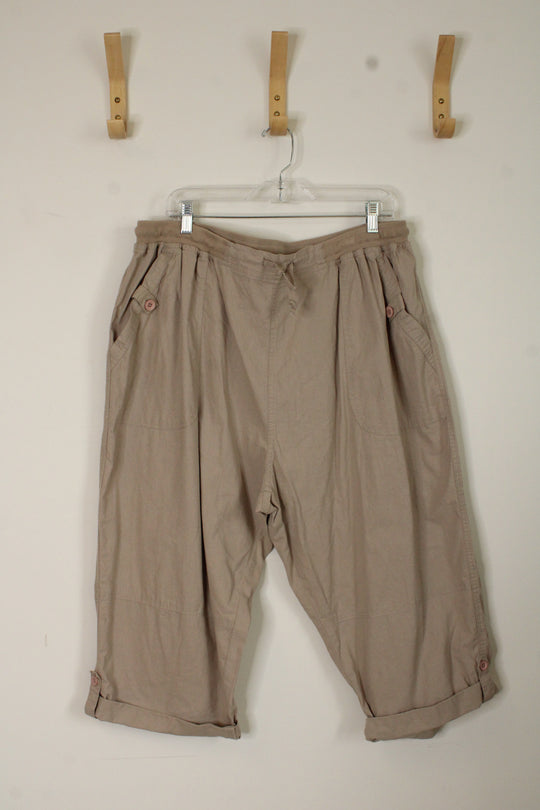 Jordana New York Tan Cuffed Capris | 3XL