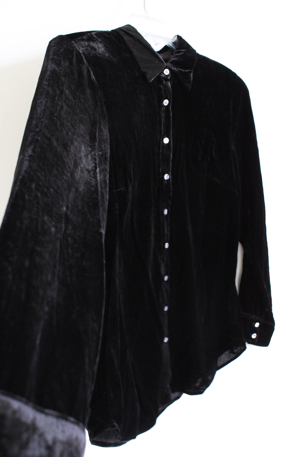 Talbots Black Velvet Button Down Long Sleeved Shirt | M