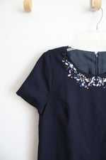 J.Crew Navy Embellished Wool Blend Blouse | 6