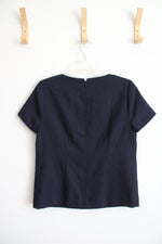 J.Crew Navy Embellished Wool Blend Blouse | 6