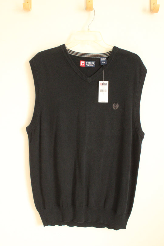 NEW Chaps Black Sweater Vest | L