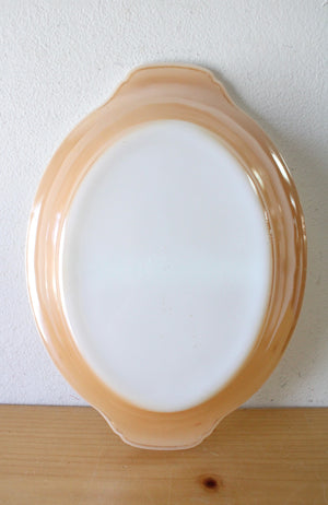 Fire-King 468 Orange Peach Lustre Divided Oval Dish