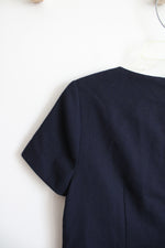 J.Crew Navy Embellished Wool Blend Blouse | 6
