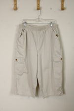 Chic Light Tan Cargo Pocket Capris with Stretch Waistband  | 18