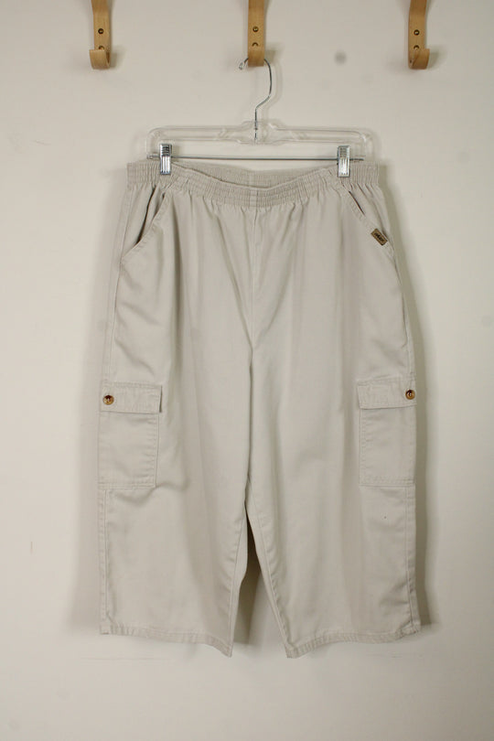 Chic Light Tan Cargo Pocket Capris with Stretch Waistband  | 18