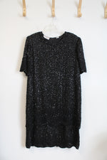 Vintage Laurence Kazar Black Sequined Silk Dress | 1X