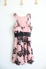 City Triangles Dusty Pink & Black Textured Floral Halter Neck Fit & Flare Dress | 3
