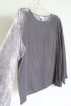 J.Jill Light Gray Silk Blend Velvet Long Sleeved Shirt | S