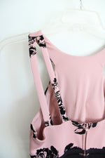 City Triangles Dusty Pink & Black Textured Floral Halter Neck Fit & Flare Dress | 3