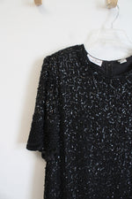 Vintage Laurence Kazar Black Sequined Silk Dress | 1X