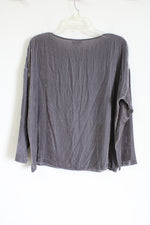 J.Jill Light Gray Silk Blend Velvet Long Sleeved Shirt | S