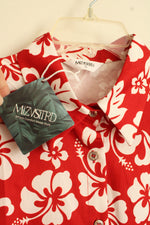 NEW Mizvsitrd Red and White Hawaiian Flower Short Sleeve Button Down Shirt | S