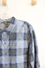 Eddie Bauer Classic Fit Blue & Yellow Plaid Button Down Shirt | XL