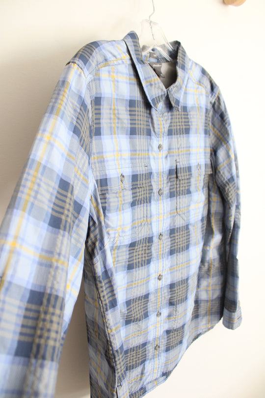 Eddie Bauer Classic Fit Blue & Yellow Plaid Button Down Shirt | XL