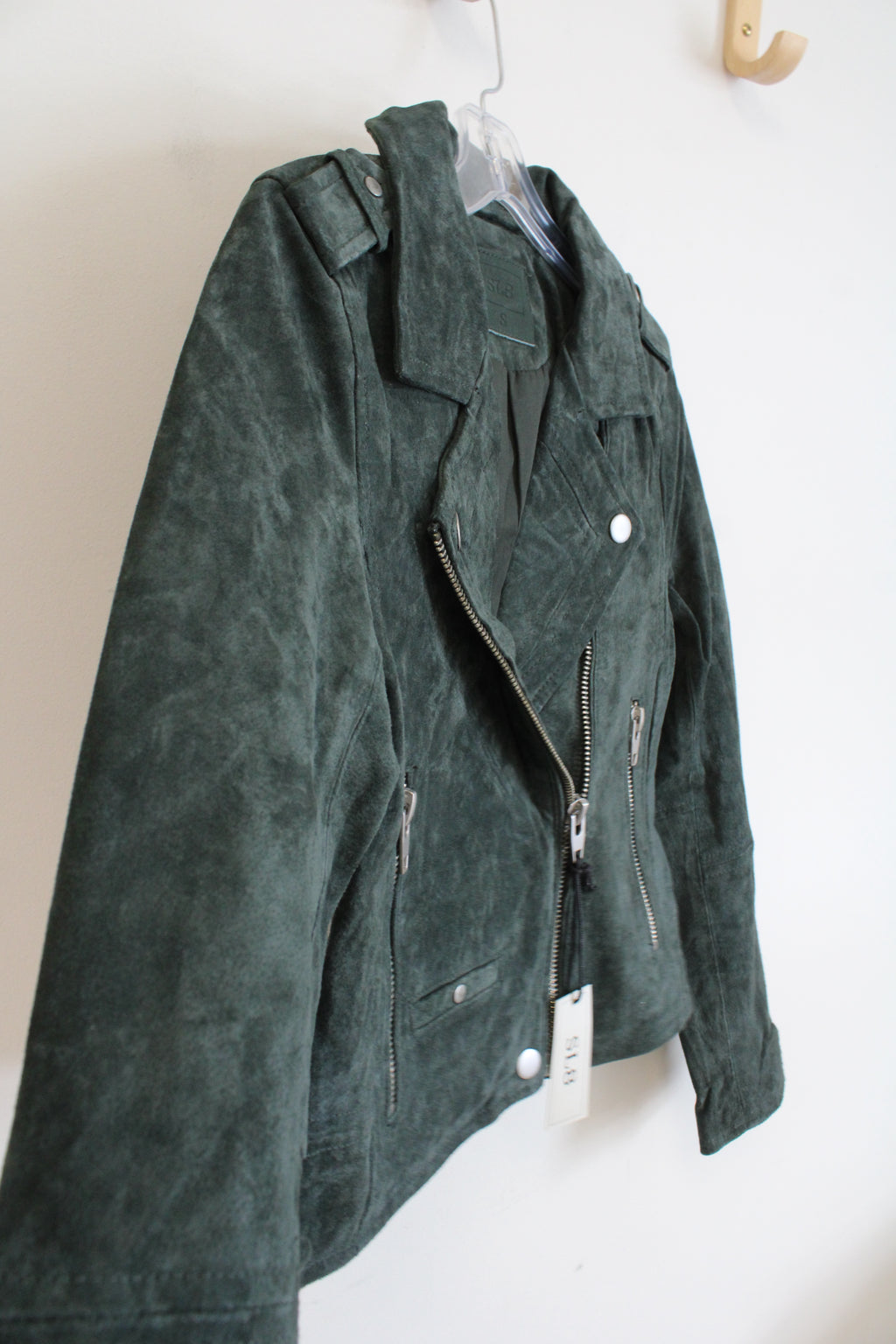 NEW SL8 Suede Green Moto Leather Jacket | S
