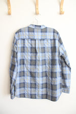 Eddie Bauer Classic Fit Blue & Yellow Plaid Button Down Shirt | XL