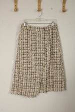 Shein Tan and Brown Tweed Wrap Skirt | L