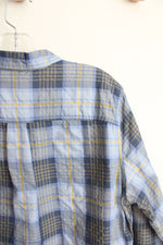 Eddie Bauer Classic Fit Blue & Yellow Plaid Button Down Shirt | XL